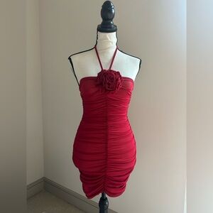 More To Come Red Halter Dress